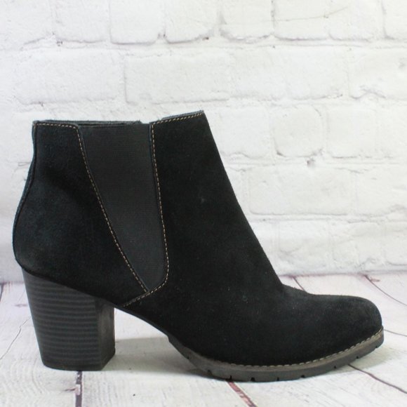 Clarks Shoes - Clarks Pause Camelia Black Suede Side Zip Heeled Ankle Boots Size 11 M